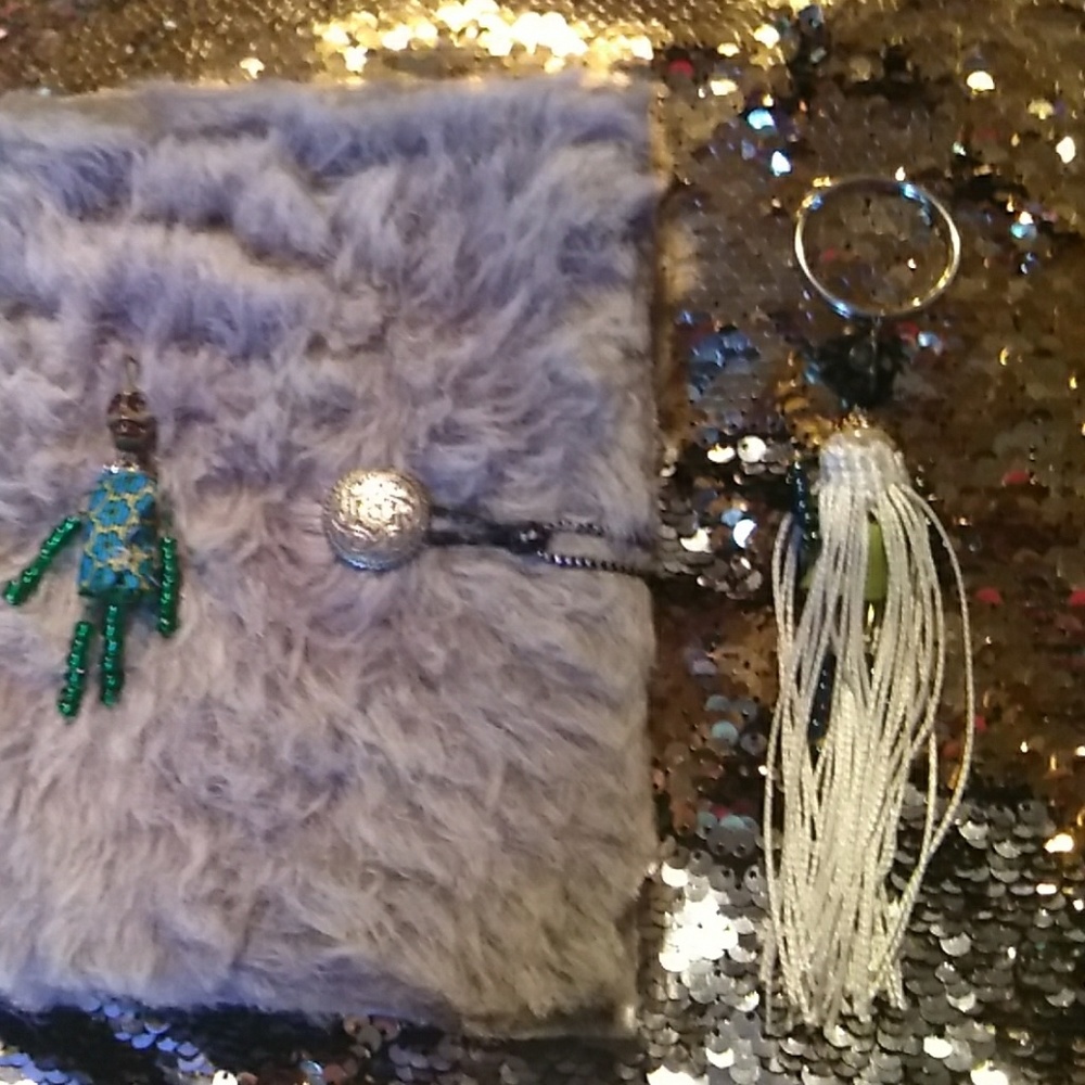 Fuzzy skull notebook and  key chain
